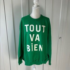 Clare V Tout Va Bien Green Sweatshirt 2XL